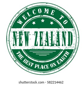 grunge stamp "welcome to New Zealand, the best place on Earth", vector illustration