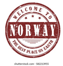grunge stamp "welcome to Norway, the best place on Earth", vector illustration