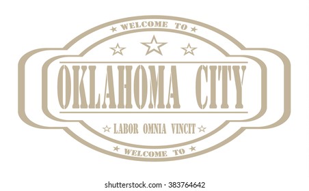 grunge stamp "welcome to Oklahoma City" on white, vector illustration