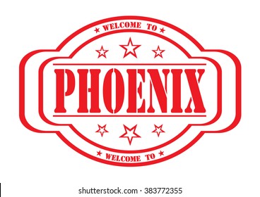 grunge stamp "welcome to Phoenix" on white, vector illustration