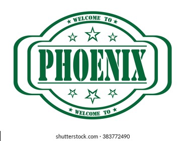 grunge stamp "welcome to Phoenix" on white, vector illustration