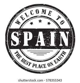 grunge stamp "welcome to Spain, the best place on Earth", vector illustration