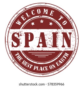 grunge stamp "welcome to Spain, the best place on Earth", vector illustration