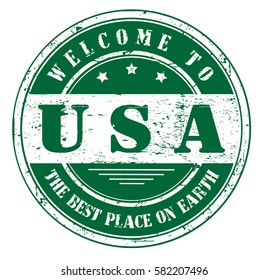 grunge stamp "welcome to USA, the best place on Earth", vector illustration