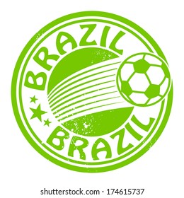 Grunge stamp with word Brazil football, vector illustration