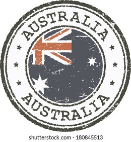 Grunge stamp-Australian flag in the middle