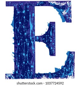 Grunge stamped uppercase letter E.High detailed vector offset font.