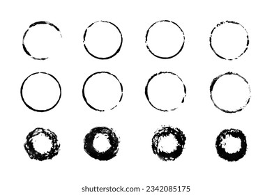 Grunge Stamps Circles set. Blank shapes for Banners, Insignias , Logos, Icons, Labels . Vector distress textures.