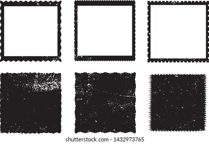 Grunge Stamps Collection. Can be used as  Banners, Insignias or Badges. Vector Distressed Textures Set. Blank Shapes. Vector Illustration. Black isolated on white. EPS10.