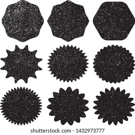 Grunge Stamps Collection. Can be used as  Banners, Insignias or Badges. Vector Distressed Textures Set. Blank Shapes. Vector Illustration. Black isolated on white. EPS10.