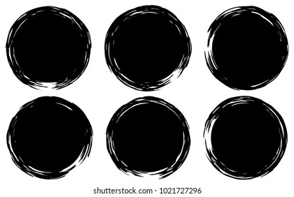 Grunge stamps Collection, circles. Black round abstract backgrounds smears. Banners, icons , logos, icons, labels and badges set . Vector texture of a disaster form. Vector eps 10.