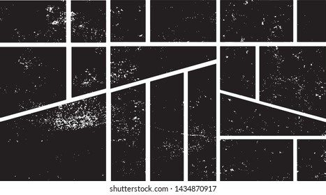 Grunge Stamps Collection. Uneven Rectangles. Can be used as Banners, Insignias, Badges or Comic Book Strips. Vector Distressed Textures Set. Blank Shapes. Black isolated on white. EPS10.