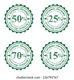 Grunge stamps for Cristmas sales. Isolated on white