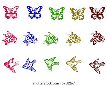 Grunge Stamps - Insects (Transparent Vectors so they can be overlaid on to other illustrations etc)