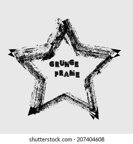 Grunge star frame. Vector illustration. 