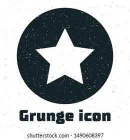 Grunge Star icon isolated on white background. Favorite, best rating, award symbol.  Vector Illustration