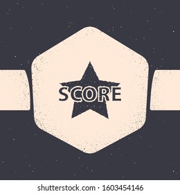 Grunge Star icon isolated on grey background. Favorite, score, best rating, award symbol. Monochrome vintage drawing. Vector Illustration
