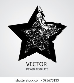 Grunge Star Icon. Retro Label Stamp. Brush strokes formed star shape.