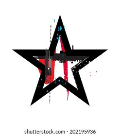 Grunge star icon sign or symbol