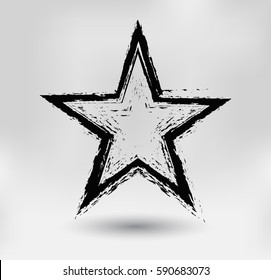 Grunge Star Icon.Vector Star Symbol.