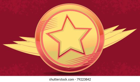 Grunge Star Illustration With Wings
