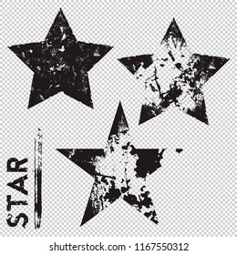 Grunge star on transparent background. Vector illustration.