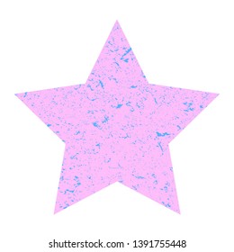 Grunge star. Pink star with texture on an isolated white background. Pastel marble star. Vector illustration.