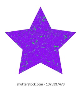 Grunge star. Purple star with texture on an isolated white background. Marble star. Vector illustration.