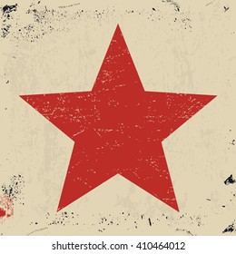 Grunge star. Red stars on grunge texture background. Vector illustration