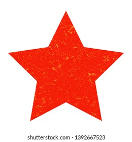 Grunge star. Red star with texture on an isolated white background. Marble star. Vector illustration.