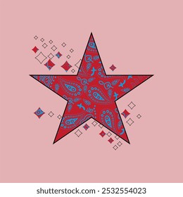 Grunge star. Red star with texture on an isolated white background. Marble star. Illustration.