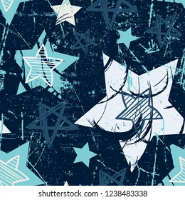 Grunge star seamless pattern