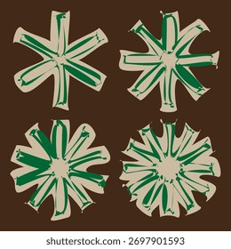 Formas de estrellas del Grunge. Elemento de textura áspera. Abstractas Vector verde. Diseño de fondo marrón. EPS 10.