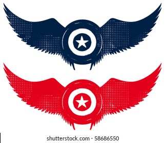 grunge star shield with wings