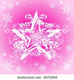 grunge star, snowflakes & flowers ornament