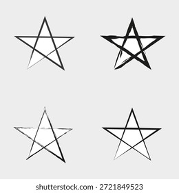 Vector estrella Grunge. Forma dibujada a mano. Icono de pincel áspero. Símbolo de cinco puntos. EPS 10.