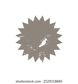 Grunge starburst, shabby sunburst vector price tag, shape label. Empty, beige price flash for promotion, marketing, sales concept.