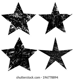 Grunge stars on white background, vector illustration