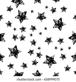 Grunge stars seamless pattern. Abstract geometric texture. Fashion graphic. Design template for wallpaper, wrapping, fabric, textile. Vector Illustration
