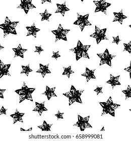 Grunge stars seamless pattern. Abstract geometric texture. Fashion graphic. Design template for wallpaper, wrapping, fabric, textile. Vector Illustration
