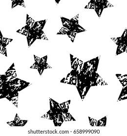 Grunge stars seamless pattern. Abstract geometric texture. Fashion graphic. Design template for wallpaper, wrapping, fabric, textile. Vector Illustration