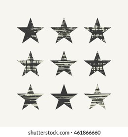 Grunge stars set. Vector illustration.