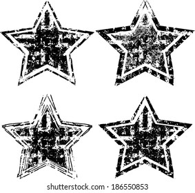 Grunge stars with textures. Vector.