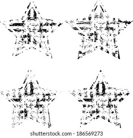 Grunge stars with textures. Vector.
