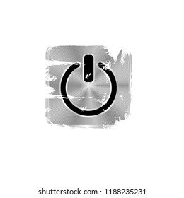 grunge start icon on steel rounted button