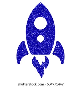 Grunge Startup Rocket rubber seal stamp watermark. Icon symbol with grunge design and dirty texture. Unclean vector blue sign.