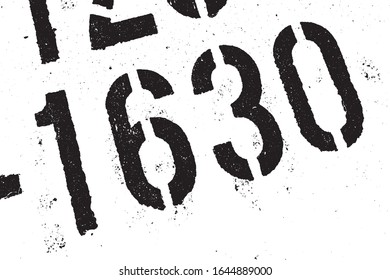 Grunge stencil digit overlay texture. Distress design template. Urban dirty elements. 