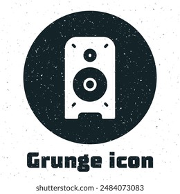 Grunge Stereo speaker icon isolated on white background. Sound system speakers. Music icon. Musical column speaker bass equipment. Monochrome vintage drawing. Vector