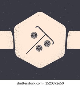 Grunge Stick for chips icon isolated on grey background. Casino gambling. Monochrome vintage drawing. Vector Illustration