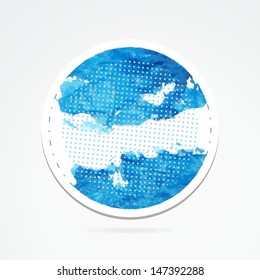 Grunge sticker. Grunge banner. Retro label. Website decorative element.  Watercolor vintage background.  Crumpled paper background.
